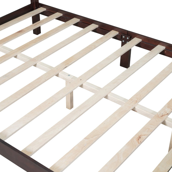 English Elm 3-Pieces Queen Wood Platform Bed Set with 2 Nightstands, Slat Support, Space-Saving Storage Walnut 23.03 L x 21.73 W x 8.27 H HL000058AAD