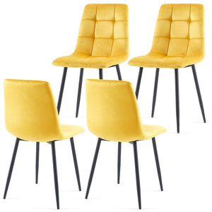 English Elm Grey Velvet Upholstered Dining Side Chairs Set of 2 with Sleek Metal Legs Yellow W1164P307929