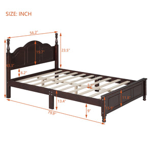 English Elm Full Full Size Wood Platform Bed with Retro Headboard, Solid Slat Support, Easy Assembly, Durable Finish Walnut 60.51 L x 21.73 W x 6.73 H WF308186AAD