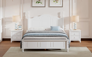 English Elm Full Full Size Wood Platform Bed with Retro Headboard, Solid Slat Support, Easy Assembly, Durable Finish White 60.51 L x 21.73 W x 6.73 H WF308186AAK