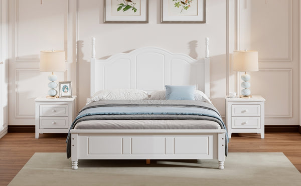 English Elm Full Full Size Wood Platform Bed with Retro Headboard, Solid Slat Support, Easy Assembly, Durable Finish White 60.51 L x 21.73 W x 6.73 H WF308186AAK