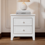 Mid Century 2-Drawer White Nightstand - Classic Design, Space-Saving Storage