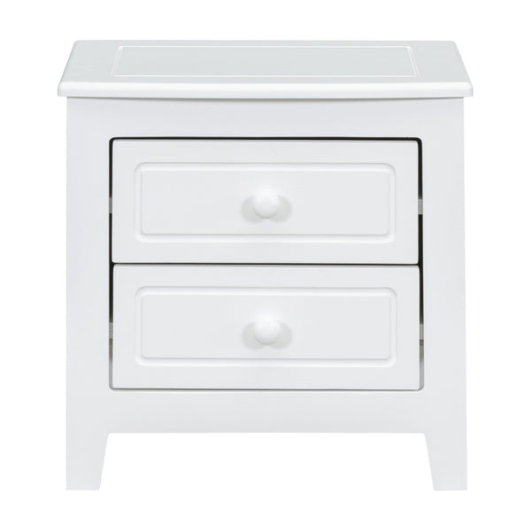 English Elm 2-Drawer Nightstand with Mid-Century Retro Style, Weathered Finish, Space-Saving Bedside Table with Storage White 23.03 L x 21.73 W x 8.27 H WF308187AAK