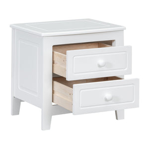 English Elm 2-Drawer Nightstand with Mid-Century Retro Style, Weathered Finish, Space-Saving Bedside Table with Storage White 23.03 L x 21.73 W x 8.27 H WF308187AAK