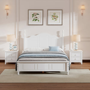 English Elm 3-Pieces Full Size Wood Platform Bed with Two Nightstands, Dark Walnut Finish, Sturdy Slat Support White 23.03 L x 21.73 W x 8.27 H HL000057AAK