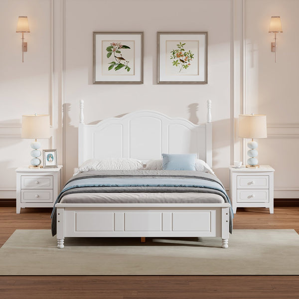 English Elm 3-Pieces Full Size Wood Platform Bed with Two Nightstands, Dark Walnut Finish, Sturdy Slat Support White 23.03 L x 21.73 W x 8.27 H HL000057AAK