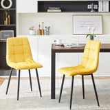 Hearth and Haven Yellow Velvet Dining Chairs, Modern Kitchen Dining Room Chairs Set Of 4 W1164133927