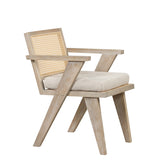 Hearth and Haven Tulsa Accent Chair with Handcrafted Rattan Backrest and Padded Seat, Natural