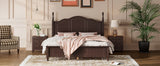 English Elm 3-Pieces Bedroom Sets,Queen Size Wood Platform Bed and Two Nightstands-Dark Walnut