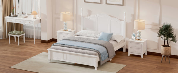 English Elm Full Full Size Wood Platform Bed with Retro Headboard, Solid Slat Support, Easy Assembly, Durable Finish White 60.51 L x 21.73 W x 6.73 H WF308186AAK