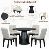 Hearth and Haven Trexm 5-Piece Dining Set Retro Round Table with 4 Upholstered Chairs For Living Room, Dining Room ST000095AAB