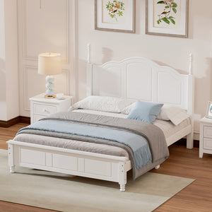 English Elm Full Full Size Wood Platform Bed with Retro Headboard, Solid Slat Support, Easy Assembly, Durable Finish White 60.51 L x 21.73 W x 6.73 H WF308186AAK