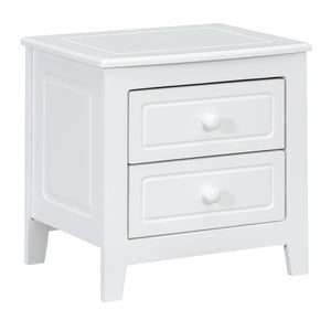 English Elm 2-Drawer Nightstand with Mid-Century Retro Style, Weathered Finish, Space-Saving Bedside Table with Storage White 23.03 L x 21.73 W x 8.27 H WF308187AAK