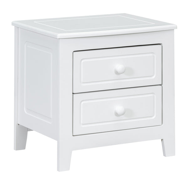 English Elm 2-Drawer Nightstand with Mid-Century Retro Style, Weathered Finish, Space-Saving Bedside Table with Storage White 23.03 L x 21.73 W x 8.27 H WF308187AAK