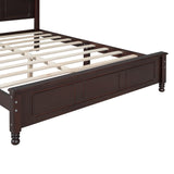 English Elm Queen Size Wood Platform Bed Frame,Retro Style Platform Bed With Wooden Slat Support,Dark Walnut