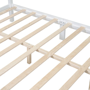 English Elm Full Full Size Wood Platform Bed with Retro Headboard, Solid Slat Support, Easy Assembly, Durable Finish White 60.51 L x 21.73 W x 6.73 H WF308186AAK