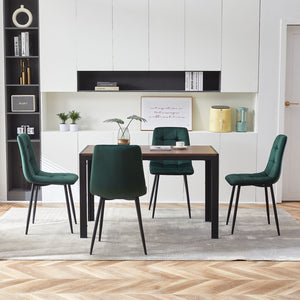 English Elm Grey Velvet Upholstered Dining Side Chairs Set of 2 with Sleek Metal Legs Green W1164P307930