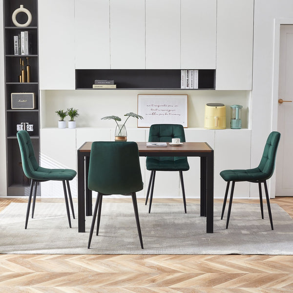 English Elm Grey Velvet Upholstered Dining Side Chairs Set of 2 with Sleek Metal Legs Green W1164P307930