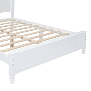 English Elm Full Full Size Wood Platform Bed with Retro Headboard, Solid Slat Support, Easy Assembly, Durable Finish White 60.51 L x 21.73 W x 6.73 H WF308186AAK