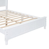 English Elm Full Size Wood Platform Bed Frame,Retro Style Platform Bed With Wooden Slat Support,White