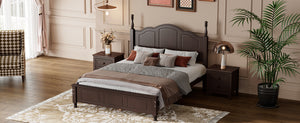 English Elm Full Full Size Wood Platform Bed with Retro Headboard, Solid Slat Support, Easy Assembly, Durable Finish Walnut 60.51 L x 21.73 W x 6.73 H WF308186AAD