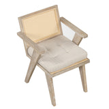 Hearth and Haven Tulsa Accent Chair with Handcrafted Rattan Backrest and Padded Seat, Natural