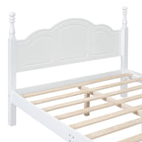 English Elm Full Size Wood Platform Bed Frame,Retro Style Platform Bed With Wooden Slat Support,White