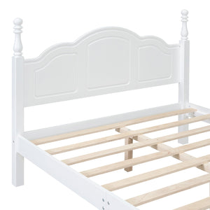 English Elm Full Full Size Wood Platform Bed with Retro Headboard, Solid Slat Support, Easy Assembly, Durable Finish White 60.51 L x 21.73 W x 6.73 H WF308186AAK