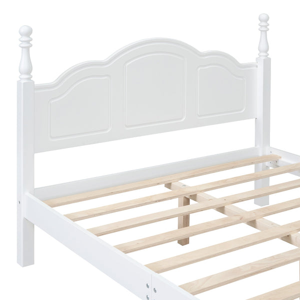 English Elm Full Full Size Wood Platform Bed with Retro Headboard, Solid Slat Support, Easy Assembly, Durable Finish White 60.51 L x 21.73 W x 6.73 H WF308186AAK