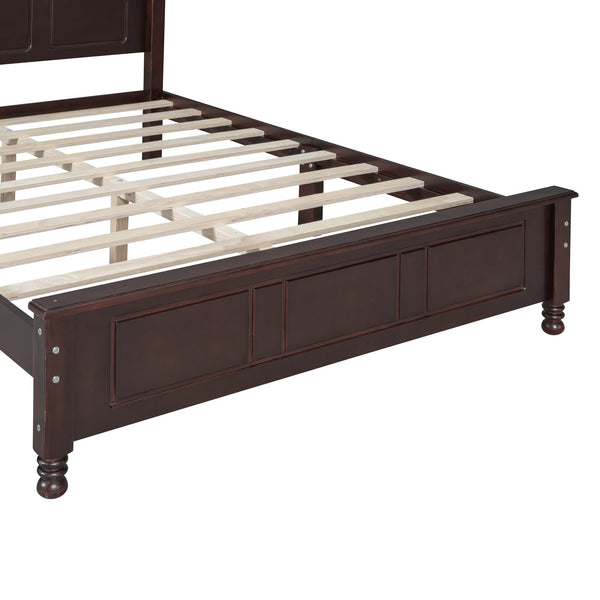 English Elm Full Full Size Wood Platform Bed with Retro Headboard, Solid Slat Support, Easy Assembly, Durable Finish Walnut 60.51 L x 21.73 W x 6.73 H WF308186AAD
