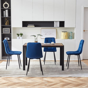English Elm Blue Velvet Tufted High-back Dining Chairs Set of 4 Modern Upholstered Seating W1164133928