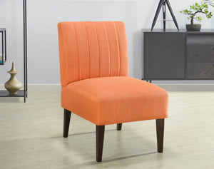 English Elm Stylish Armless Accent Chair with Plush Upholstery and Wooden Legs, Minimalist Living Room Seat for Relaxation and Style Orange 22 L x 10 W x 28.5 H B011126355