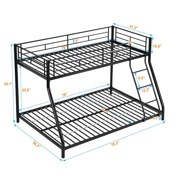 English Elm Metal Bunk Bed Heavy Duty Steel Frame Matte Black Finish for Kids or Guest Rooms W311110790