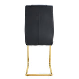 English Elm Modern Dining Chairs With Faux Leather Padded Seats, Dining Room Chairs, Gold Metal Leg Upholstered Chairs, Suitable For Kitchens, Living Rooms, Bedrooms, and Offices, Set Of 6 (Black+Pu Leather)C-001