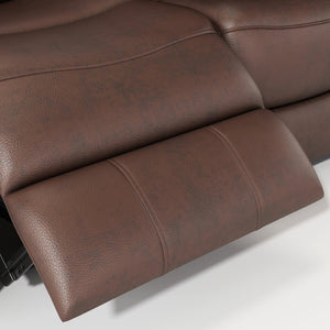 English Elm Genuine Leather Reclining Sofa Tufted Back Drop Table Cupholders Media Den W1896S00007