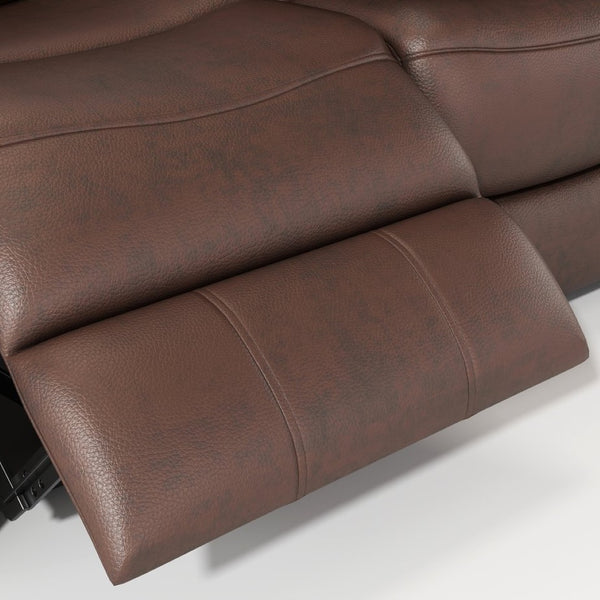 English Elm Genuine Leather Reclining Sofa Tufted Back Drop Table Cupholders Media Den W1896S00007