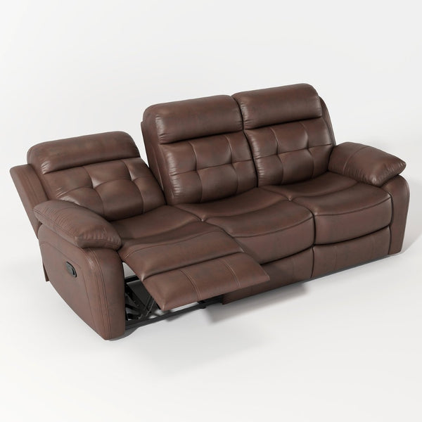 English Elm Genuine Leather Reclining Sofa Tufted Back Drop Table Cupholders Media Den W1896S00007