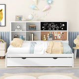 Hearth and Haven Illuminate Full Daybed with Trundle, Storage Shelves, Blackboard and Cork Broads, White GX000342AAK