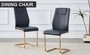 English Elm Modern cushioned dining chairs with gold metal arched legs, PU upholstery, high-density foam comfort set of 4 Black W1151107096