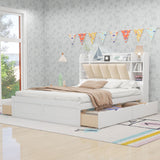 Hearth and Haven York Queen Platform Bed with Storage Headboard, Shelves and 4 Drawers, White GX000344AAK-1