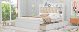 Hearth and Haven York Queen Platform Bed with Storage Headboard, Shelves and 4 Drawers, White GX000344AAK-1