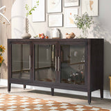 Hearth and Haven Tucson Storage Cabinet with 3 Tempered Glass Doors and Adjustable Shelf, Brown WF308312AAD