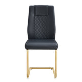 English Elm Modern Dining Chairs With Faux Leather Padded Seats, Dining Room Chairs, Gold Metal Leg Upholstered Chairs, Suitable For Kitchens, Living Rooms, Bedrooms, and Offices, Set Of 6 (Black+Pu Leather)C-001