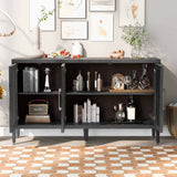 Hearth and Haven Tucson Storage Cabinet with 3 Tempered Glass Doors and Adjustable Shelf, Black WF308312AAB