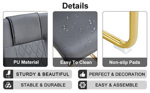 English Elm Comes with faux leather cushioned seats — Set of 6 Gray PU Dining Chairs with Metal Legs, Soft High-Density Seats W1151110424