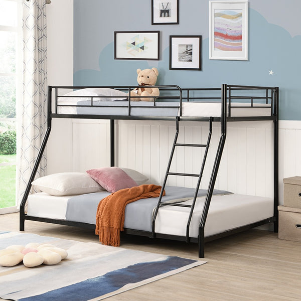 English Elm Metal Bunk Bed Heavy Duty Steel Frame Matte Black Finish for Kids or Guest Rooms W311110790