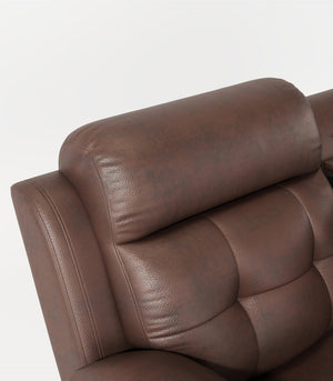 English Elm Genuine Leather Reclining Sofa Tufted Back Drop Table Cupholders Media Den W1896S00007