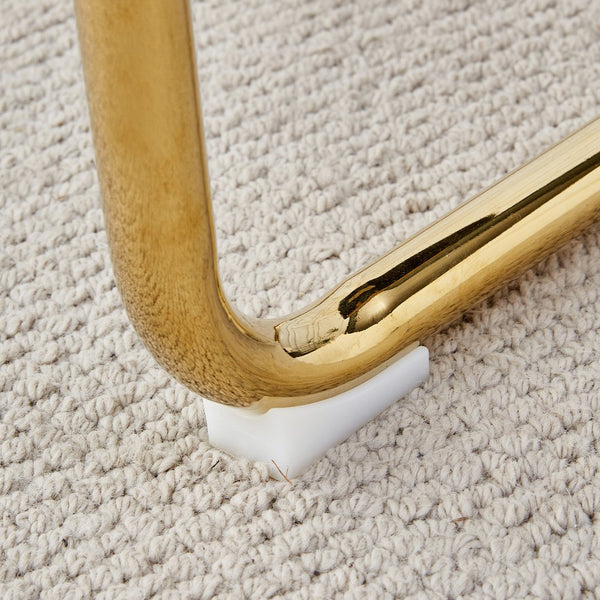 English Elm Modern cushioned dining chairs with gold metal arched legs, PU upholstery, high-density foam comfort set of 4 White W1151107095