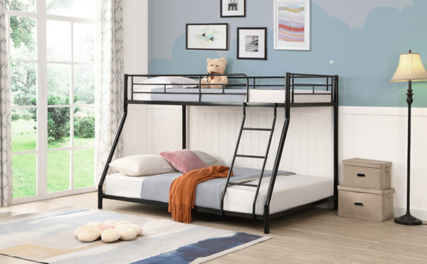 English Elm Metal Bunk Bed Heavy Duty Steel Frame Matte Black Finish for Kids or Guest Rooms W311110790