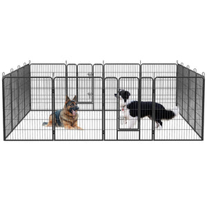 English Elm Dog Exercise Pen 16 Panel Wrought Iron Enclosure 40 Inch Portable Yard Fence W1422S00056